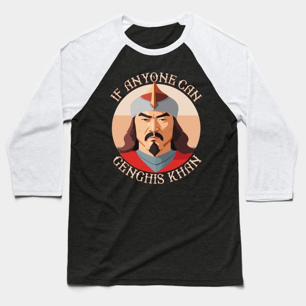 Funny Mongol Genghis Khan Baseball T-Shirt by Emmi Fox Designs